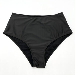 Shein Womens Bikini Swim Bottoms Size 0X Beachy Summer Festival Black High Waist